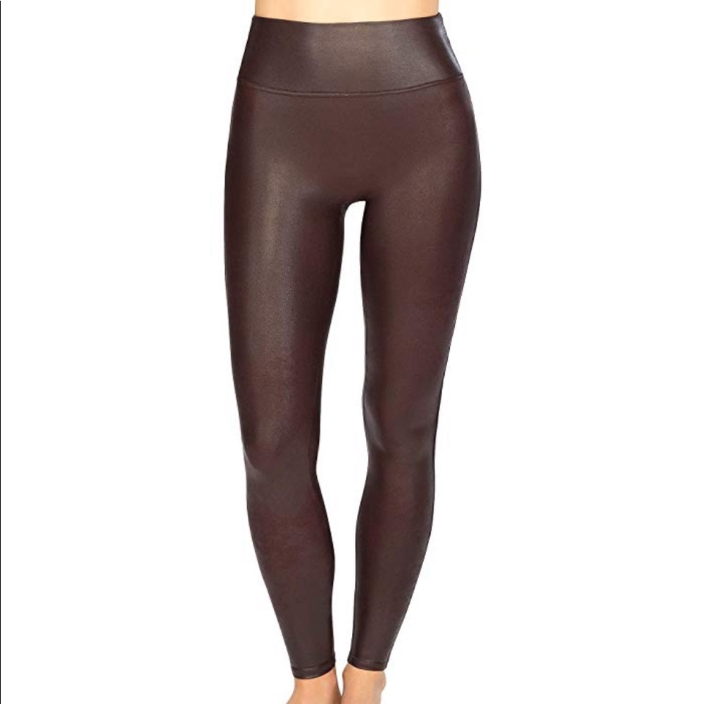 Spanx Faux Leather Leggings in Wine